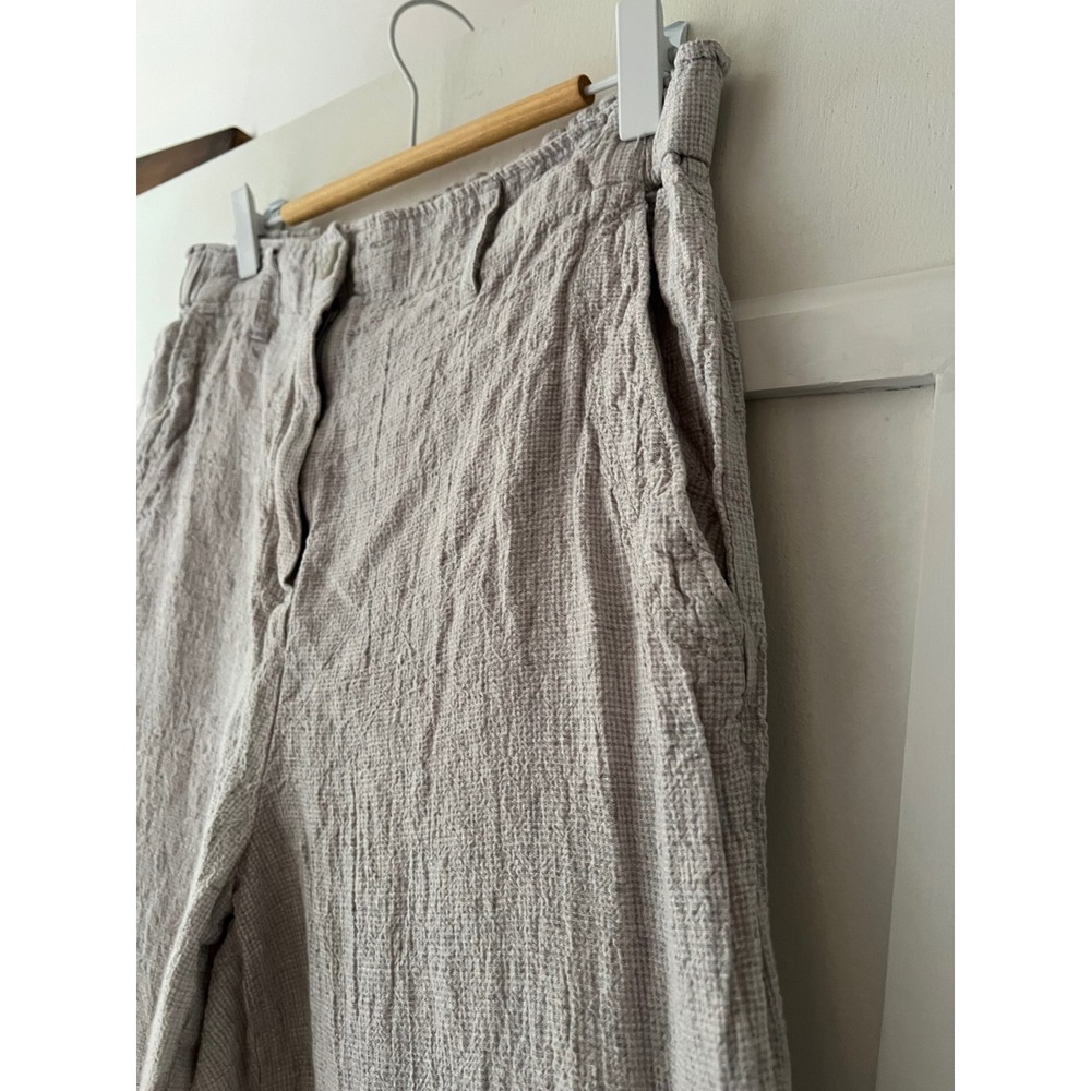 Poetry Women Grey Textured Linen Blend Wide Leg Trousers High Waist Pants Size 6 - Picture 4 of 10